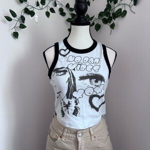 Garage Classic White Cotton Sleeveless Tee Size L Grunge
